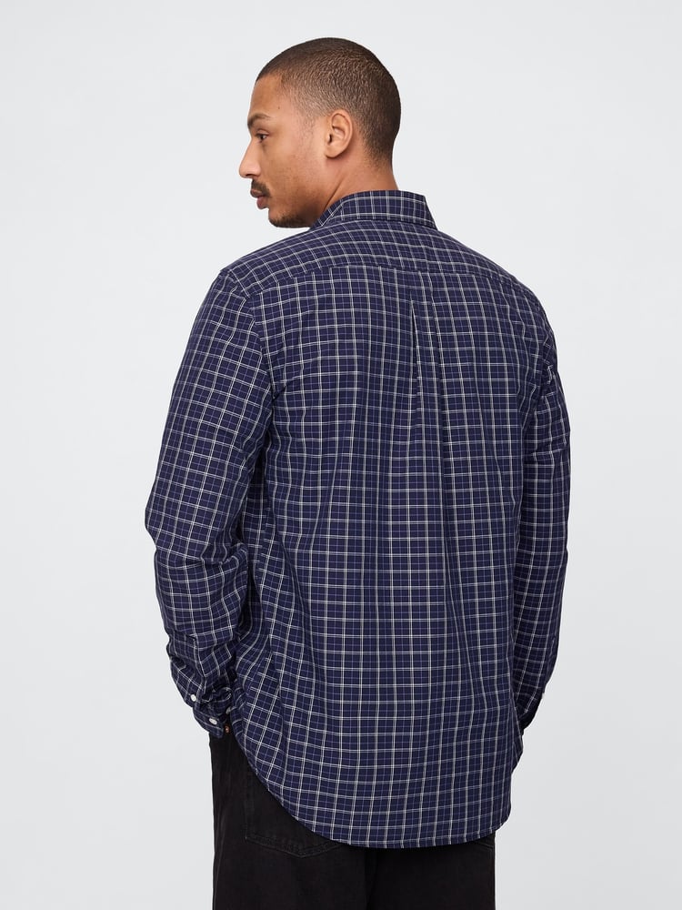 Gap Blue Check Long Sleeve Poplin Classic Shirt - Image 2 of 3