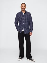 Gap Blue Check Long Sleeve Poplin Classic Shirt - Image 3 of 3