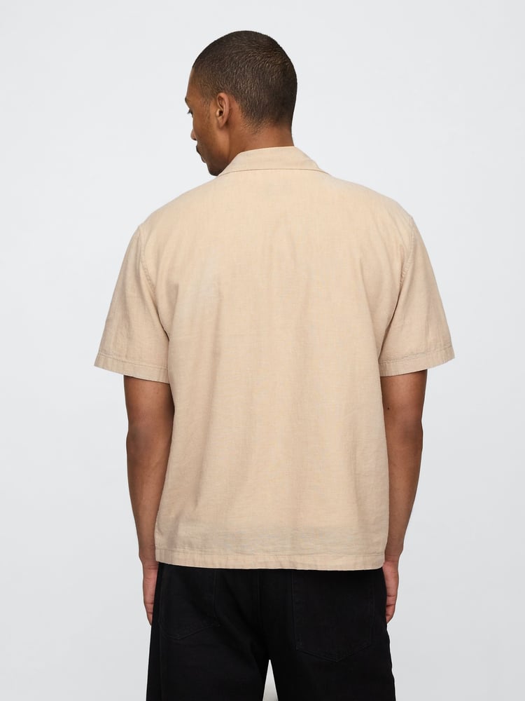 Gap Beige Linen-Cotton Short Sleeve Shirt - Image 2 of 5