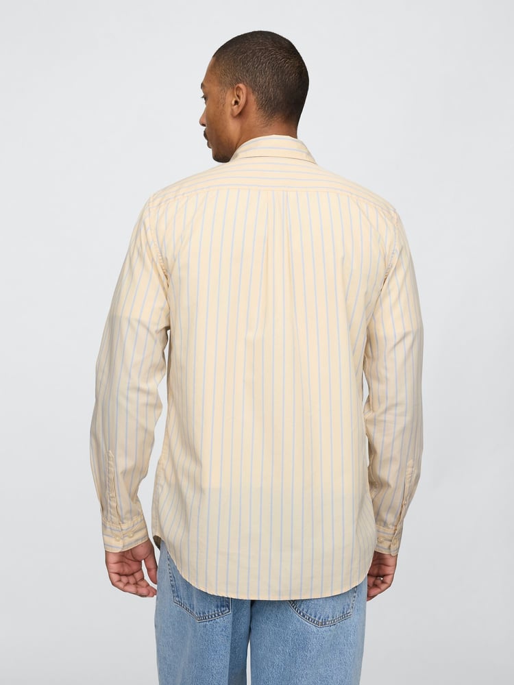 Gap Yellow Stripe Long Sleeve Poplin Classic Shirt - Image 2 of 5