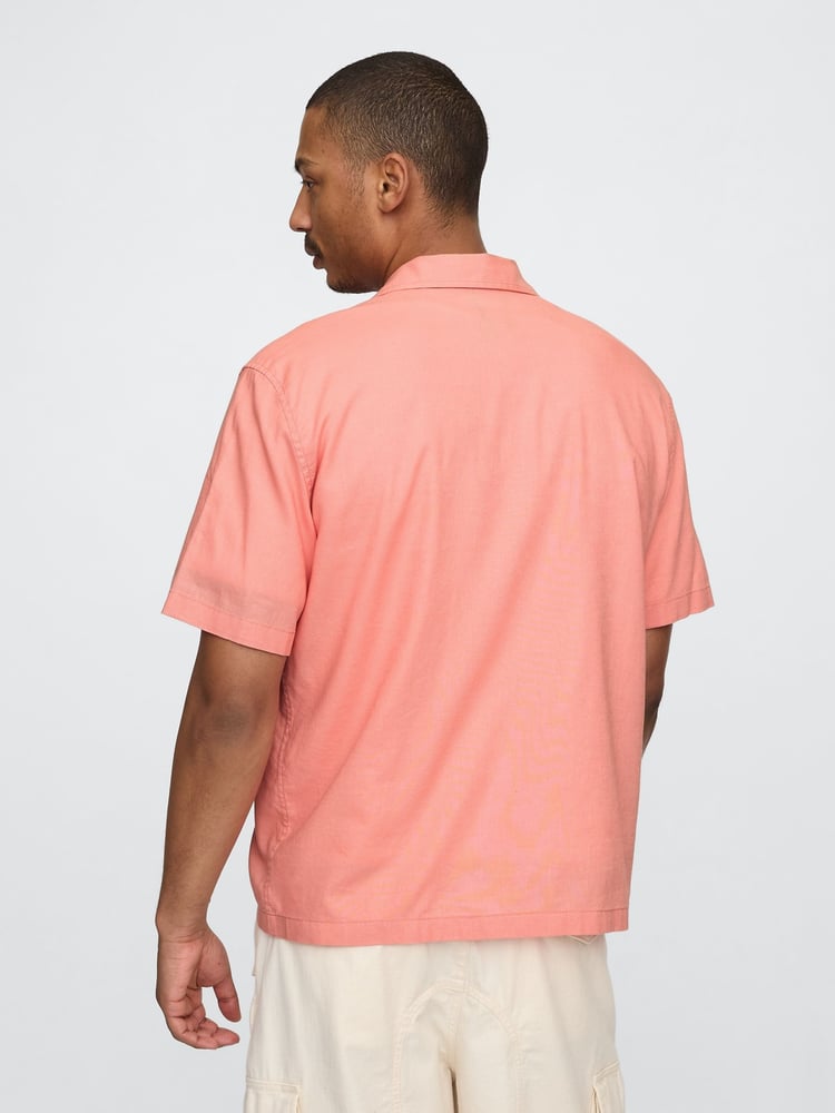 Gap Coral Pink Linen-Cotton Short Sleeve Shirt - Image 2 of 5