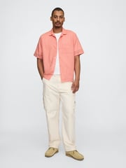 Gap Coral Pink Linen-Cotton Short Sleeve Shirt - Image 3 of 5