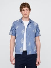 Gap Blue Linen-Cotton Short Sleeve Shirt - Image 1 of 5