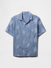 Gap Blue Linen-Cotton Short Sleeve Shirt - Image 4 of 5