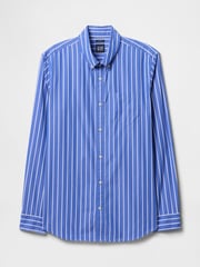 Gap Blue Stripe Long Sleeve Poplin Classic Shirt - Image 4 of 5