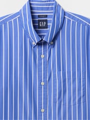 Gap Blue Stripe Long Sleeve Poplin Classic Shirt - Image 5 of 5