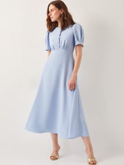 Monsoon Blue Ruth Scallop Trim Midi Dress - Image 1 of 6