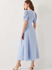 Monsoon Blue Ruth Scallop Trim Midi Dress - Image 2 of 6