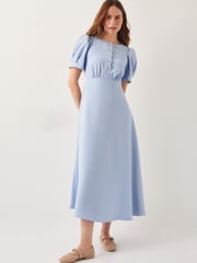 Monsoon Blue Ruth Scallop Trim Midi Dress - Image 3 of 6