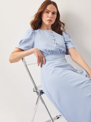 Monsoon Blue Ruth Scallop Trim Midi Dress - Image 4 of 6