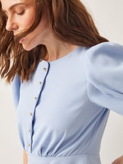 Monsoon Blue Ruth Scallop Trim Midi Dress - Image 5 of 6