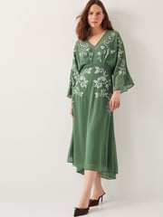 Monsoon Green Hannah Embroidered Tea Dress - Image 1 of 6