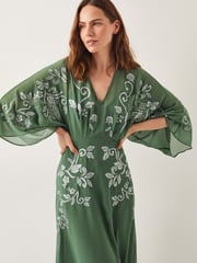 Monsoon Green Hannah Embroidered Tea Dress - Image 2 of 6