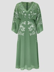 Monsoon Green Hannah Embroidered Tea Dress - Image 6 of 6