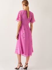 Monsoon Pink Candice Embellished Flutter Sleeve Midi Dress - Image 2 of 4