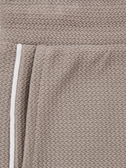 Reiss Mink Brown Pinta 3-9 yrs Cotton Textured Piped Shorts - Image 4 of 4