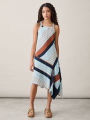 Reiss Blue Print Holly Stripe-Print Handkerchief Dress - Image 2 of 4