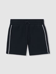 Reiss Navy Pinta 3-9 yrs Cotton Textured Piped Shorts - Image 2 of 4
