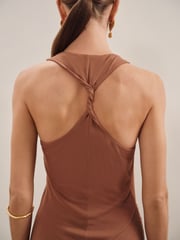 Reiss Brown Aaliyah Ruched Jersey Midi Dress - Image 4 of 7
