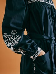 Albaray Blue Embroidered 100% Cotton Dress - Image 3 of 6
