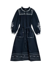 Albaray Blue Embroidered 100% Cotton Dress - Image 6 of 6