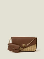 Accessorize Gold Metallic Raffia Cross-Body Bag - Image 1 of 2