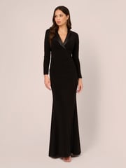 Adrianna Papell Tuxedo Long Black Dress - Image 1 of 7