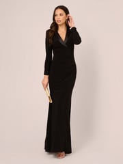 Adrianna Papell Tuxedo Long Black Dress - Image 3 of 7