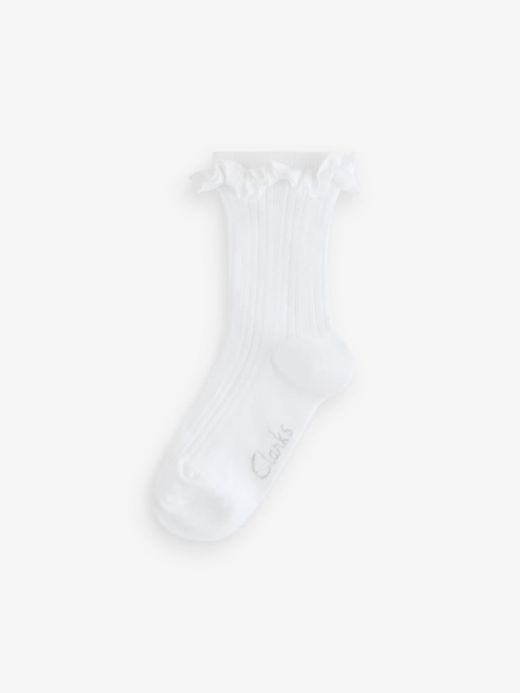 Clarks White Girls Frill School Socks 5 Pack - Image 2 of 8