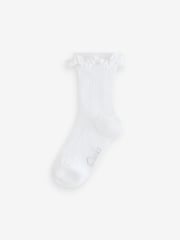 Clarks White Girls Frill School Socks 5 Pack - Image 6 of 8