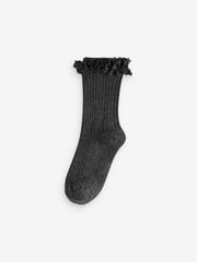 Clarks Grey Girls Frill School Socks 5 Pack - Image 5 of 6