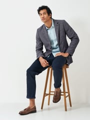 Crew Clothing Company Blue Fortescue Linen Blazer - Image 3 of 5