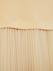 Reiss Yellow Milana Pleated Skirt Ribbed Midi Dress - Image 5 of 5
