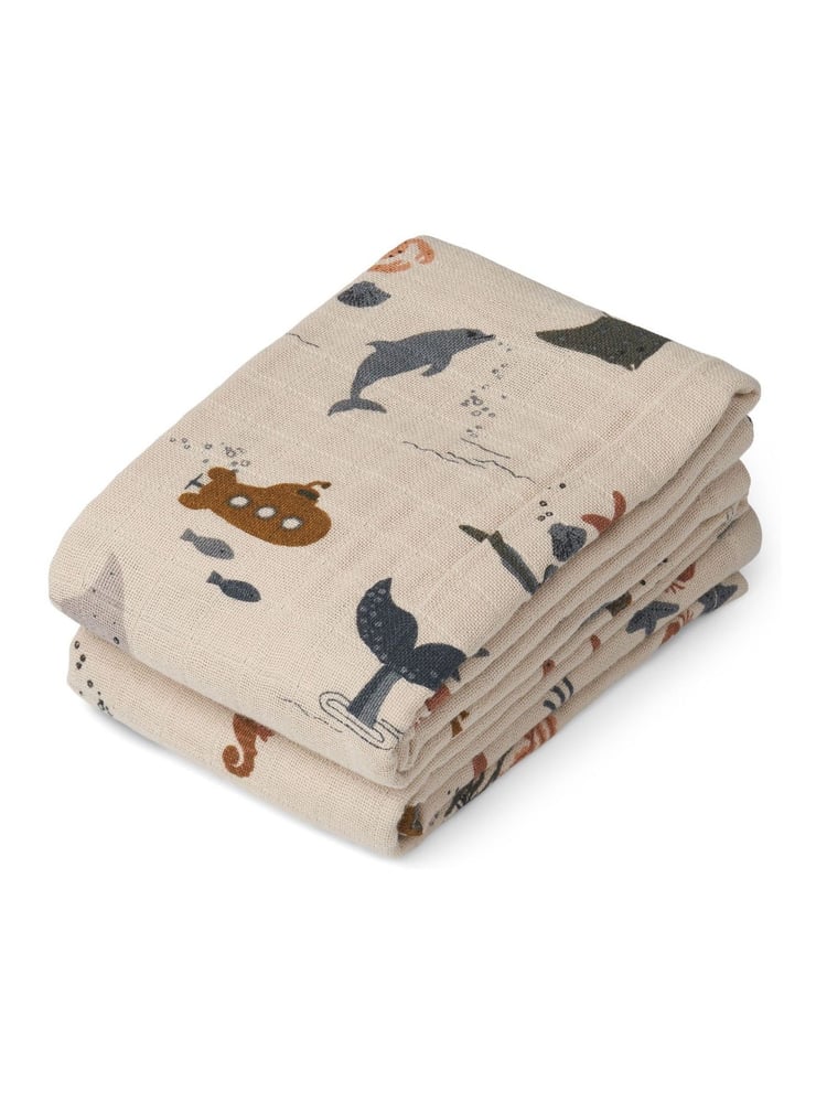 Liewood Natural Lewis Muslin Cloth 2 Pack - Image 1 of 2