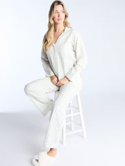 Boux Avenue Pink Seersucker Stripe Long 100% Cotton Pyjamas Set - Image 1 of 5