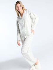 Boux Avenue Pink Seersucker Stripe Long 100% Cotton Pyjamas Set - Image 5 of 5