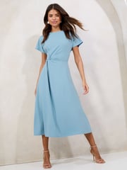Lipsy Blue Knot Side Midi Dress - Image 1 of 4