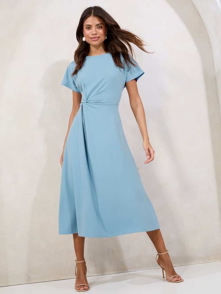 Lipsy Blue Knot Side Midi Dress - Image 1 of 4