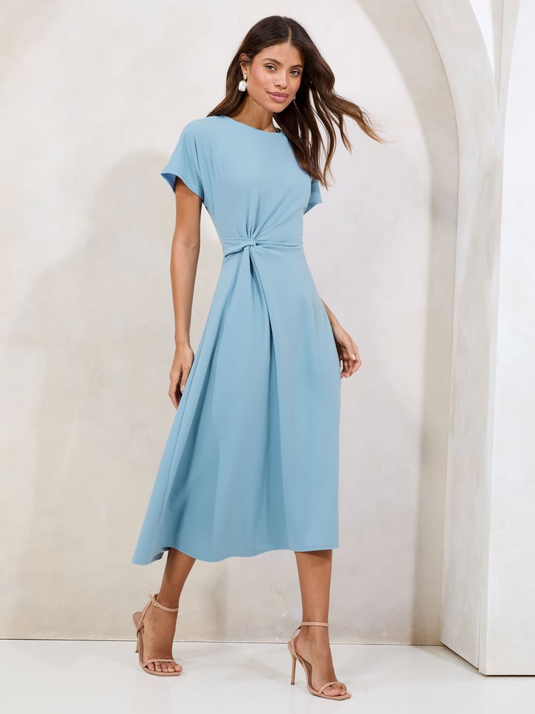 Lipsy Blue Knot Side Midi Dress - Image 2 of 4