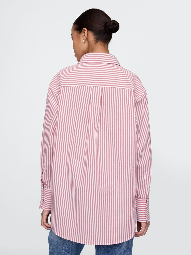 Gap Red Stripe Oversized Shirt - Image 2 of 5 Gap Red Stripe Oversized Shirt - Image 2 of 5