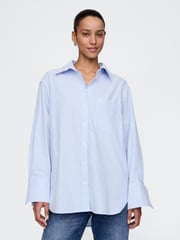 Gap Blue Stripe Oversized Shirt - Image 1 of 5