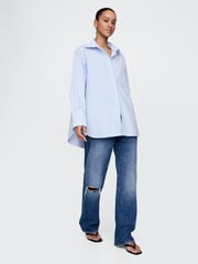 Gap Blue Stripe Oversized Shirt - Image 3 of 5
