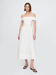 Gap White Off-Shoulder Bardot Midi Dress - Image 1 of 5