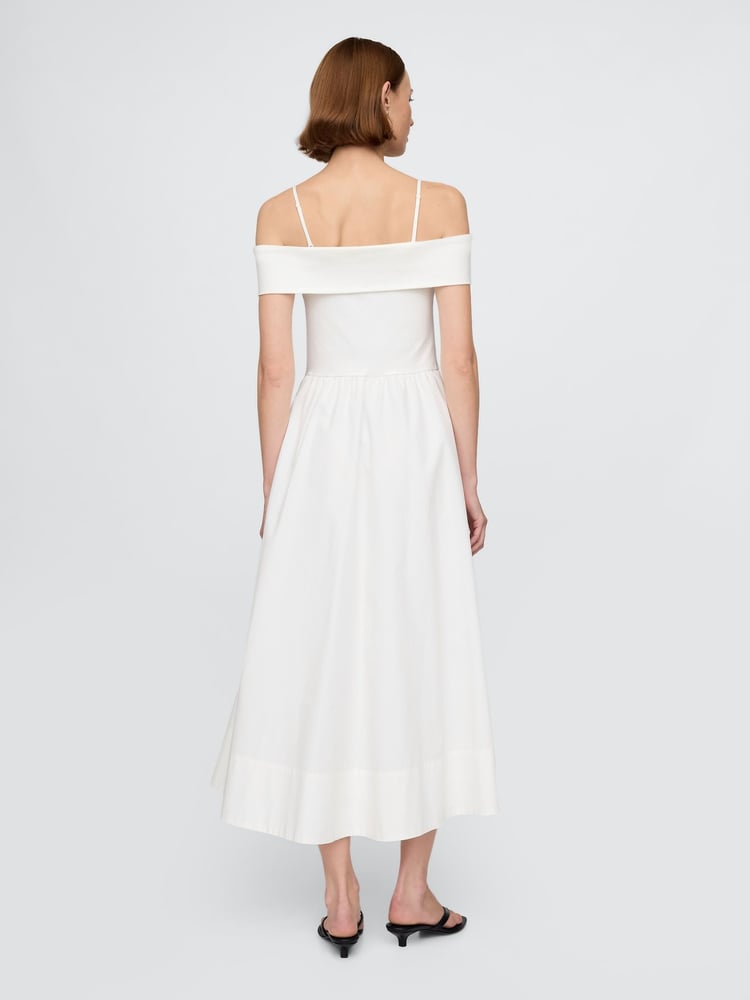 Gap White Off-Shoulder Bardot Midi Dress - Image 2 of 5