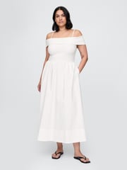 Gap White Off-Shoulder Bardot Midi Dress - Image 4 of 5