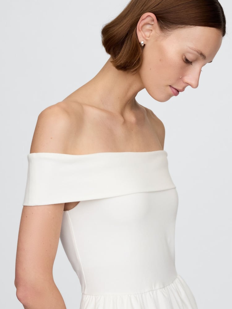 Gap White Off-Shoulder Bardot Midi Dress - Image 5 of 5