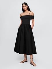 Gap Black Off-Shoulder Bardot Midi Dress - Image 1 of 5
