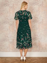 Yumi Green Daisy Mirror Placement Skater Dress With Angel Sleeves - Image 3 of 5