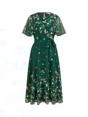 Yumi Green Daisy Mirror Placement Skater Dress With Angel Sleeves - Image 5 of 5