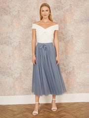 Yumi Light Blue Mesh Tulle Skirt - Image 1 of 4